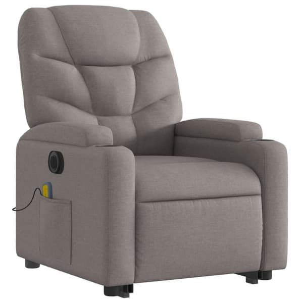 vidaXL Elektrisk massagefåtölj med uppresningshjälp taupe tyg