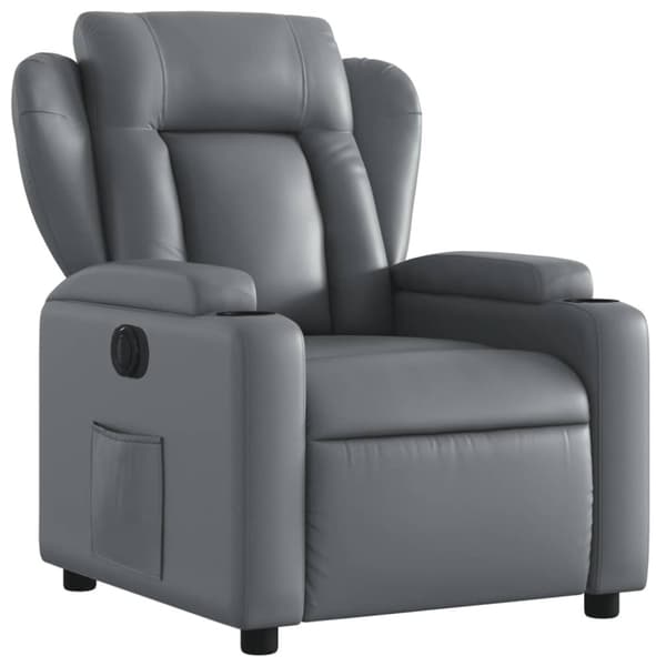 vidaXL Elektrisk reclinerfåtölj grå konstläder
