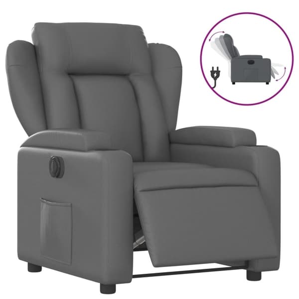 vidaXL Elektrisk reclinerfåtölj grå konstläder
