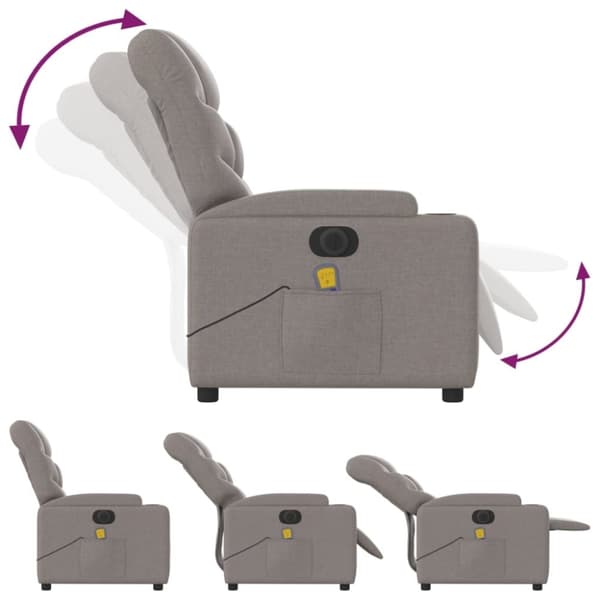 vidaXL Elektrisk massagefåtölj taupe tyg