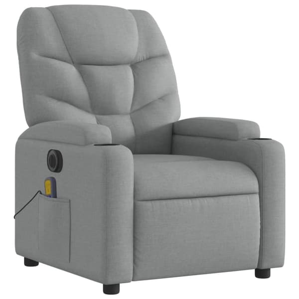 vidaXL Elektrisk massagefåtölj ljusgrå tyg
