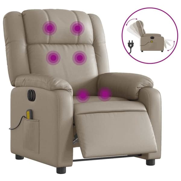 vidaXL Elektrisk massagefåtölj cappuccino konstläder