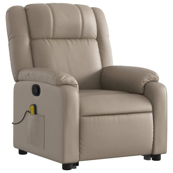 vidaXL Massagefåtölj med uppresningshjälp cappuccino konstläder