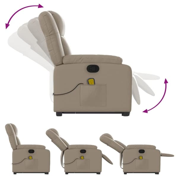 vidaXL Massagefåtölj med uppresningshjälp cappuccino konstläder