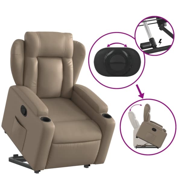 vidaXL Reclinerfåtölj med uppresningshjälp cappuccino konstläder