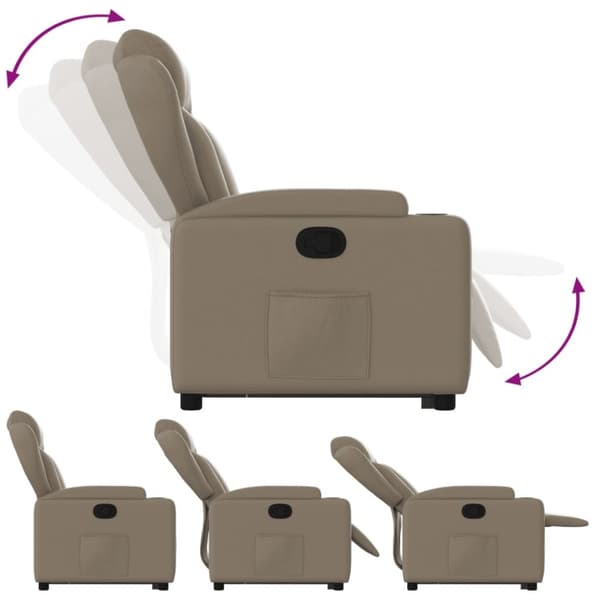 vidaXL Reclinerfåtölj med uppresningshjälp cappuccino konstläder