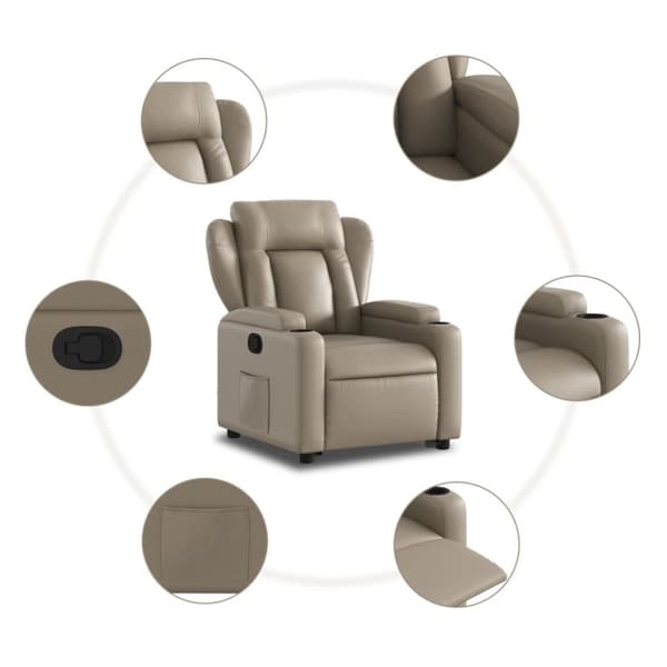 vidaXL Reclinerfåtölj med uppresningshjälp cappuccino konstläder