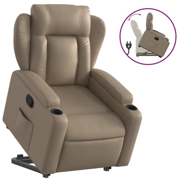 vidaXL Reclinerfåtölj med uppresningshjälp cappuccino konstläder