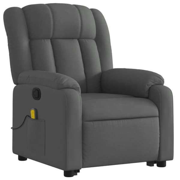 vidaXL Massagefåtölj med uppresningshjälp mörkgrå tyg