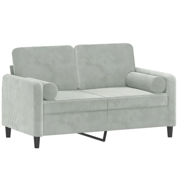 vidaXL 2-personers sofa med pyntepuder 120 cm velour lysegrå