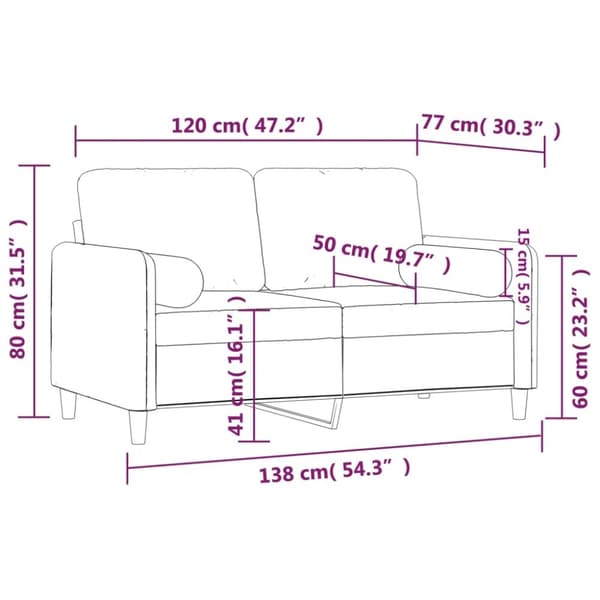vidaXL 2-personers sofa med pyntepuder 120 cm velour lysegrå