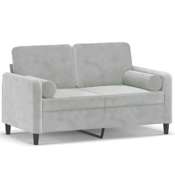 vidaXL 2-personers sofa med pyntepuder 120 cm velour lysegrå