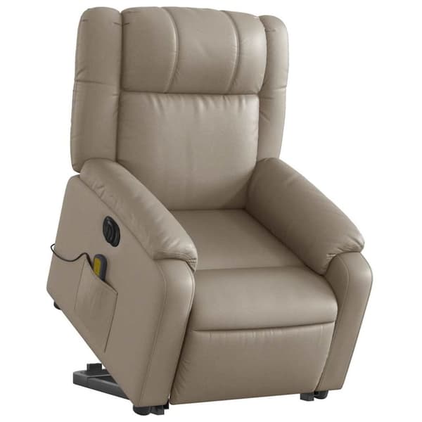 vidaXL Massagefåtölj med uppresningshjälp cappuccino konstläder