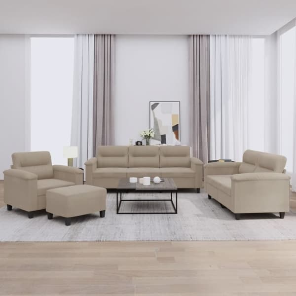 vidaXL Soffgrupp med kuddar 4 delar taupe mikrofibertyg