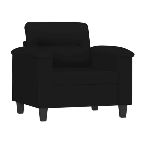 vidaXL sofasæt 3 dele med puder mikrofiberstof sort