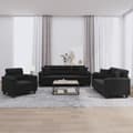 Miniatyrbillede 1 af 9: vidaXL sofasæt 3 dele med puder mikrofiberstof sort