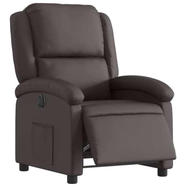 vidaXL Elektronisk reclinerfåtölj mörkbrun äkta läder