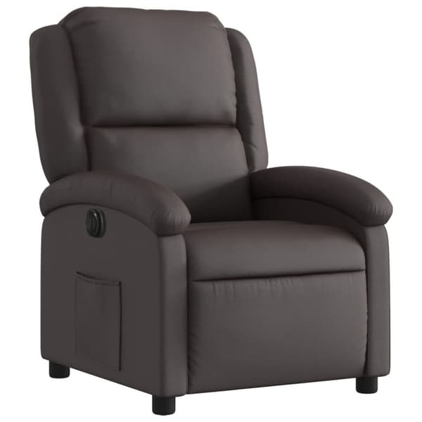 vidaXL Elektronisk reclinerfåtölj mörkbrun äkta läder
