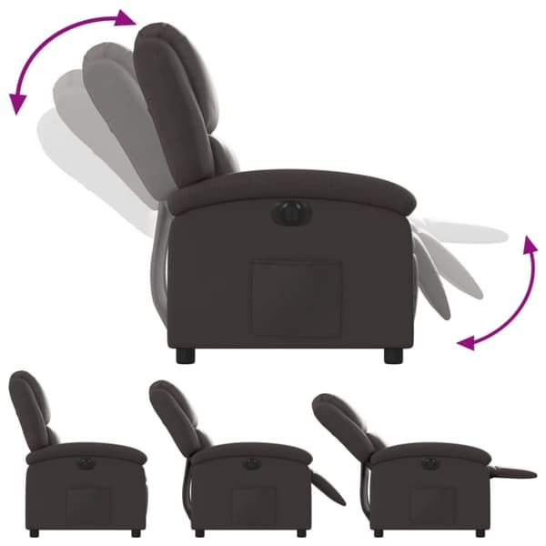 vidaXL Elektronisk reclinerfåtölj mörkbrun äkta läder