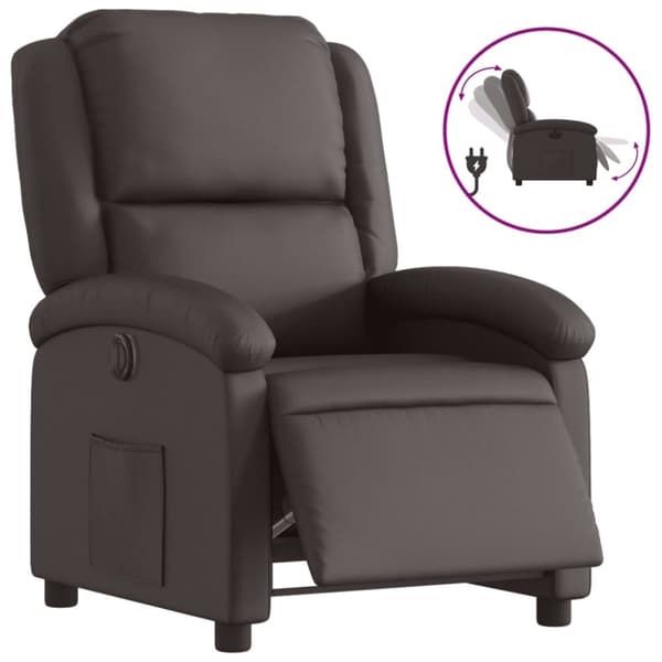 vidaXL Elektronisk reclinerfåtölj mörkbrun äkta läder