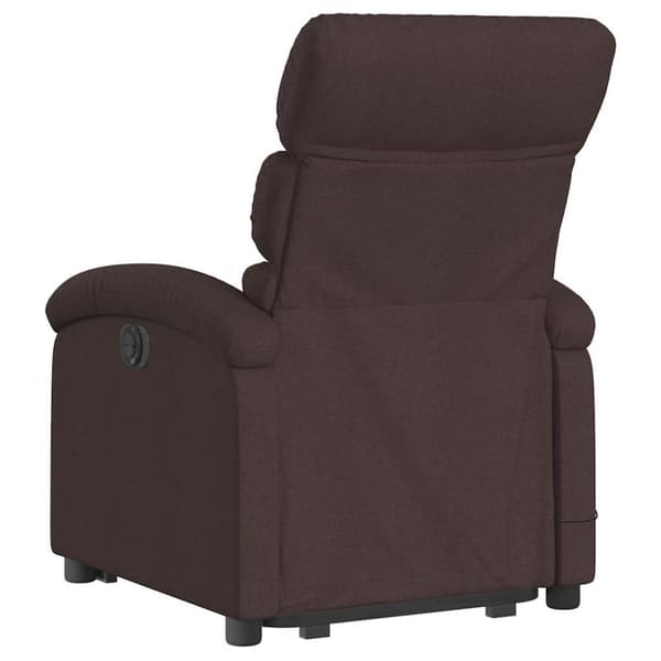 vidaXL Massagefåtölj med uppresningshjälp mörkbrun tyg