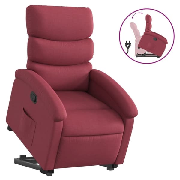 vidaXL Reclinerfåtölj med uppresningshjälp vinröd tyg