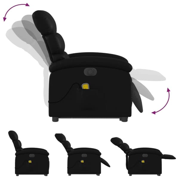 vidaXL Massagefåtölj med uppresningshjälp svart konstläder