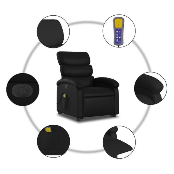 vidaXL Massagefåtölj med uppresningshjälp svart konstläder