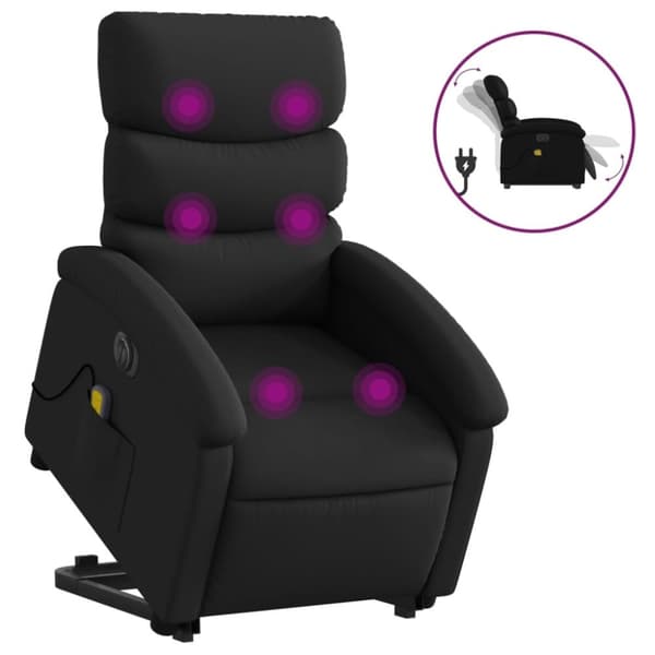 vidaXL Massagefåtölj med uppresningshjälp svart konstläder