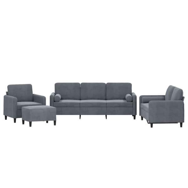 vidaXL sofasæt 4 dele med puder velour mørkegrå