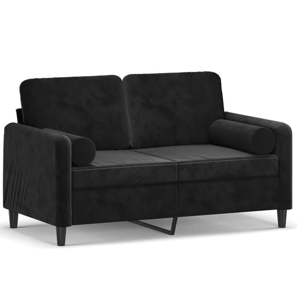 vidaXL 2-sitssoffa med prydnadskuddar svart 120 cm sammet