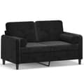 Miniatyrbillede 1 af 8: vidaXL 2-personers sofa med pyntepuder 120 cm velour sort