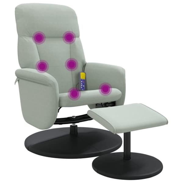 vidaXL Massagefåtölj med fotstöd ljusgrå sammet