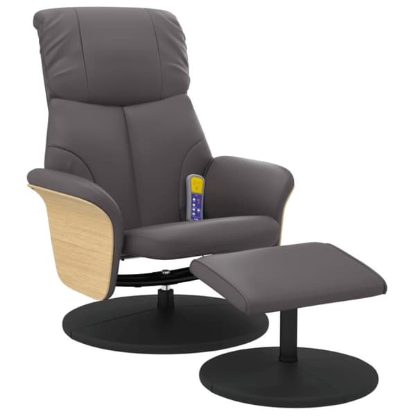 vidaXL Massagefåtölj med fotpall grå konstläder