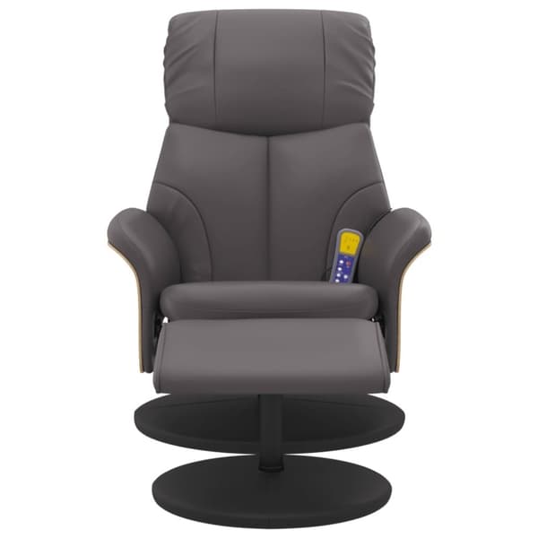 vidaXL Massagefåtölj med fotpall grå konstläder