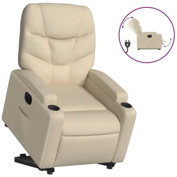 vidaXL Elektrisk reclinerfåtölj med uppresningshjälp gräddvit tyg