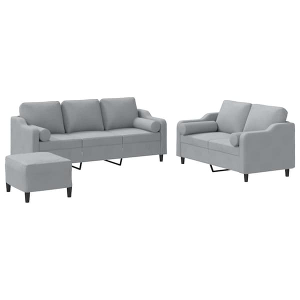 vidaXL sofasæt 3 dele med puder stof lysegrå