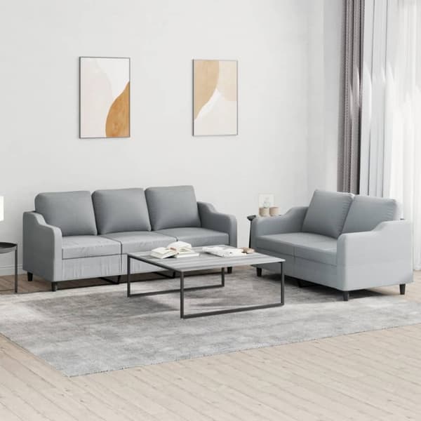vidaXL sofasæt 2 dele med hynder stof lysegrå