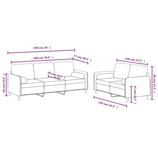 vidaXL sofasæt 2 dele med puder velour mørkegrå