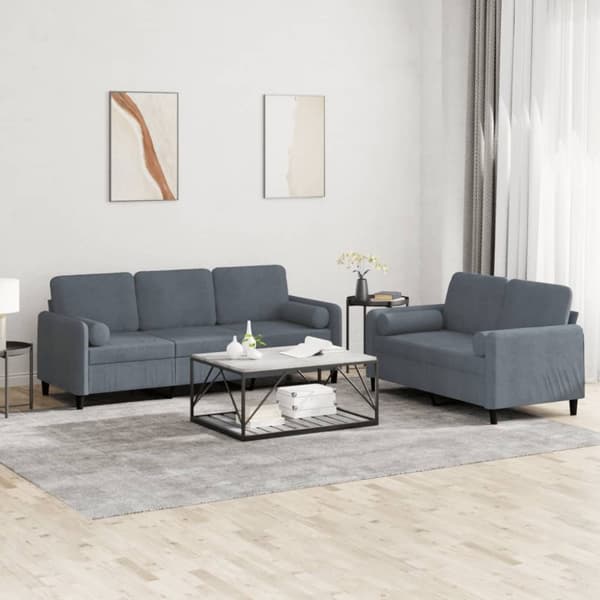 vidaXL sofasæt 2 dele med puder velour mørkegrå