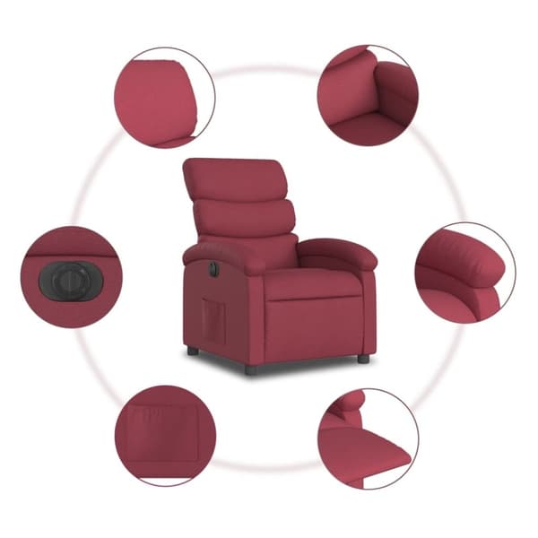 vidaXL Elektrisk reclinerfåtölj vinröd tyg