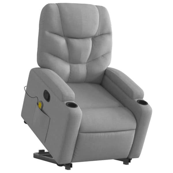 vidaXL Massagefåtölj med uppresningshjälp ljusgrå tyg