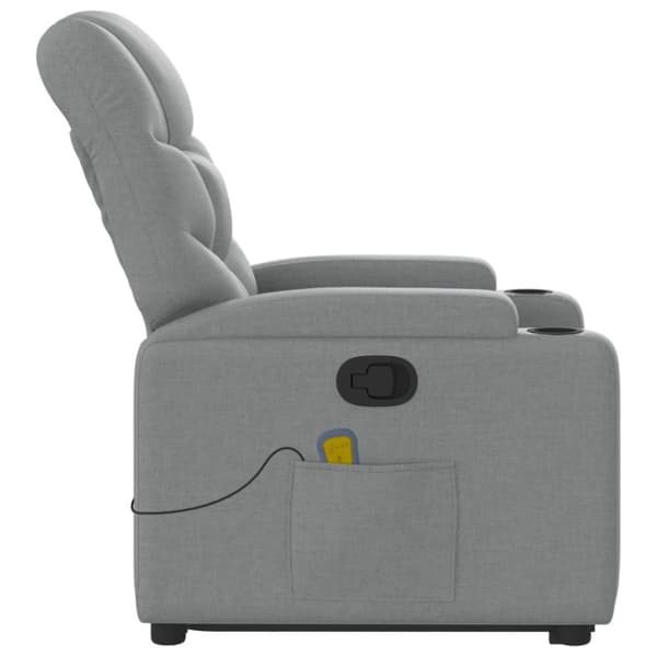 vidaXL Massagefåtölj med uppresningshjälp ljusgrå tyg