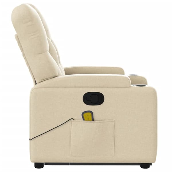 vidaXL Massagefåtölj med uppresningshjälp gräddvit tyg