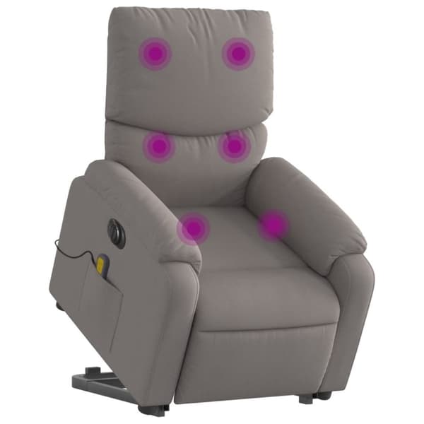 vidaXL Elektrisk massagefåtölj med uppresningshjälp taupe tyg