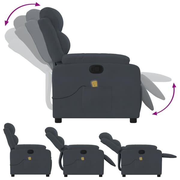 vidaXL massagestol velour mørkegrå