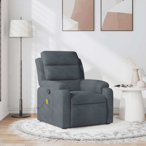 vidaXL massagestol velour mørkegrå