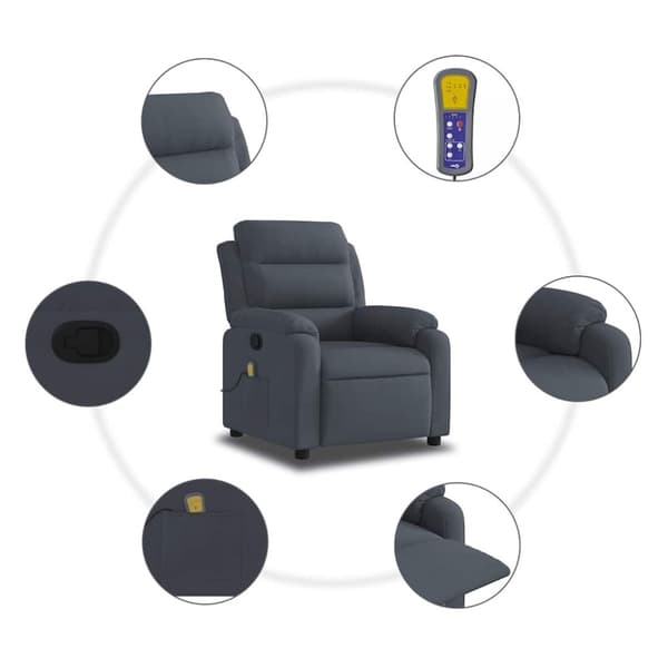 vidaXL Massagefåtölj mörkgrå sammet