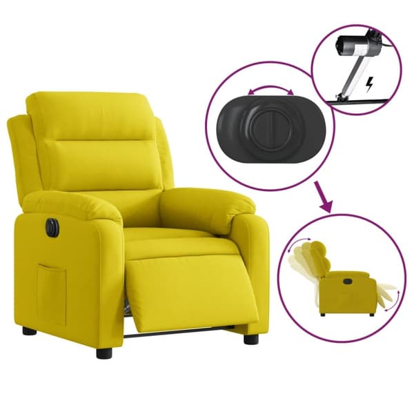 vidaXL Elektrisk Reclinerfåtölj gul sammet