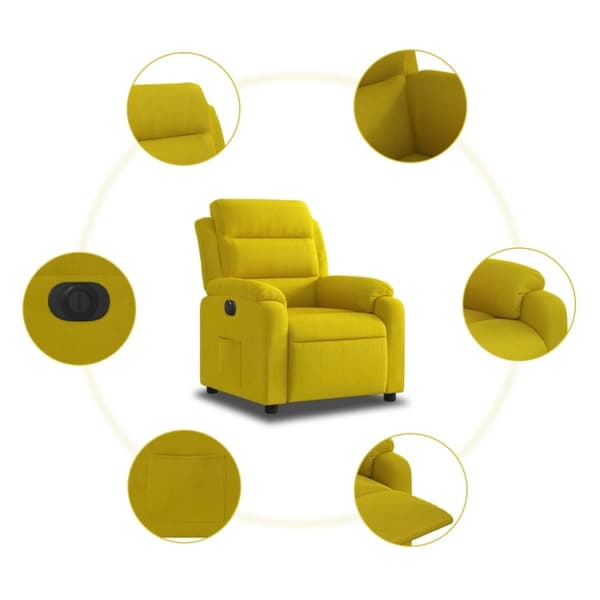 vidaXL Elektrisk Reclinerfåtölj gul sammet